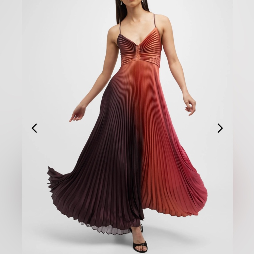 A.L.C.  Sunset pleated ombré satin open back maxi dress RUNS SMALL!!